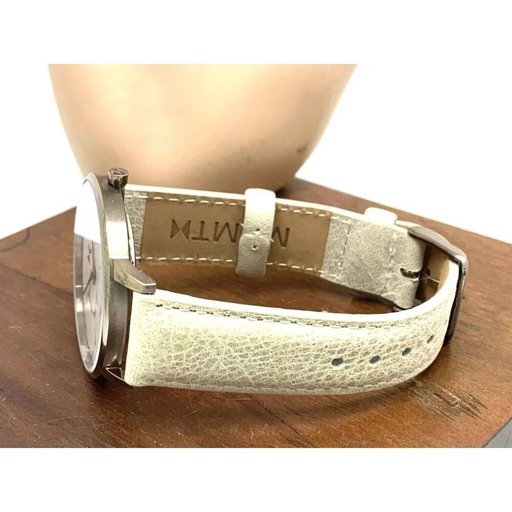MVMT Women's Watch QMB01-Tima Quartz White Gray Marble Dial Leather Band 38mm